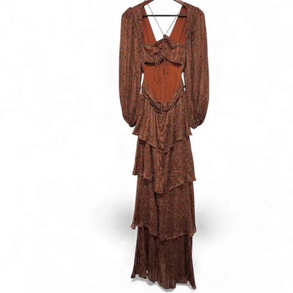 anora maxi dress in copper & black ditsy Fantasy Lingerie Sheer Unholy Gothic Bodystocking Dress Black – Rebel  Romance